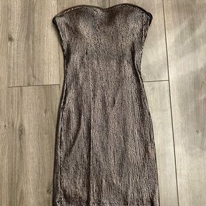 BEBE bronze bustier dress